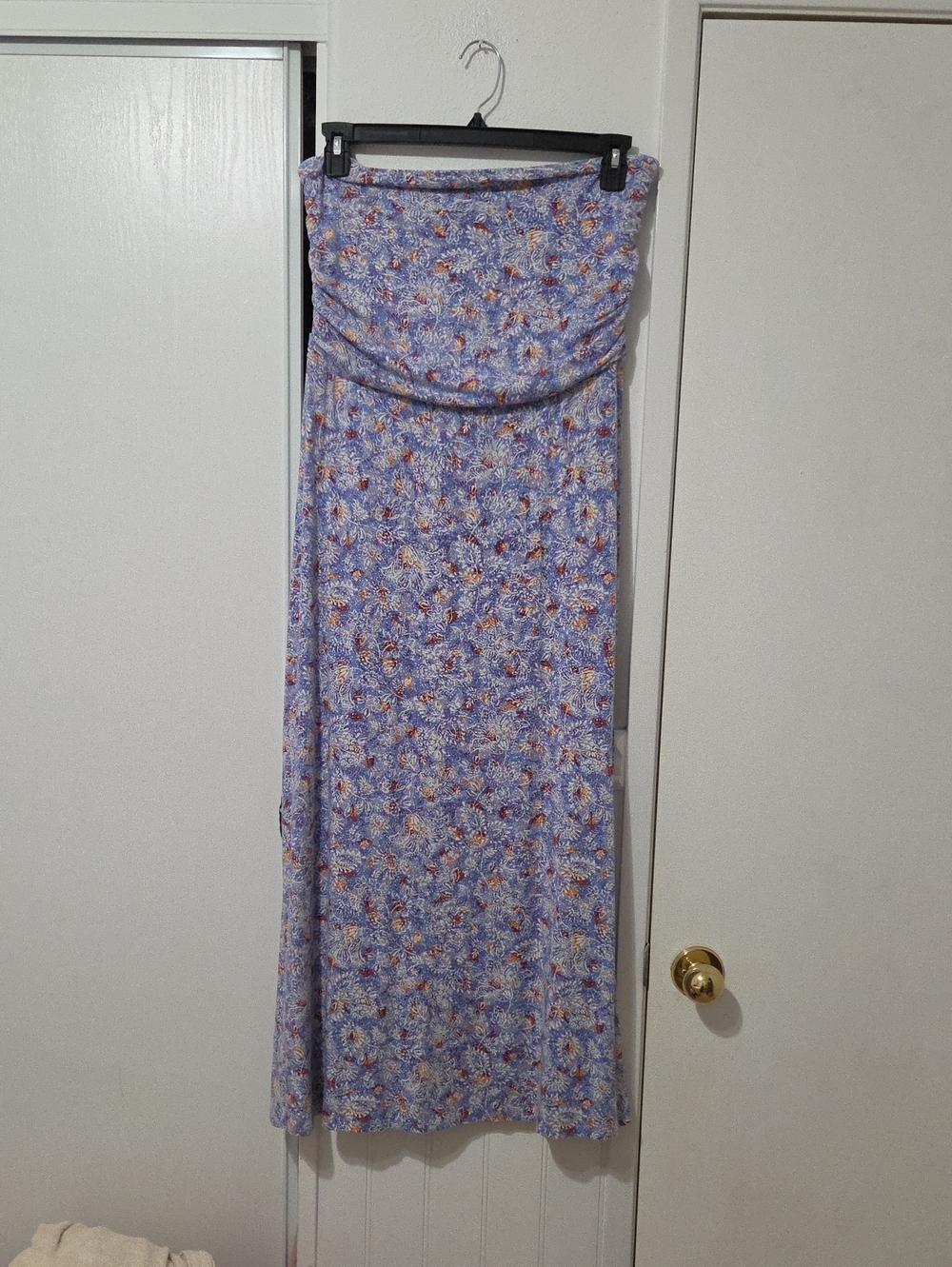 J. Jill Lavender Floral Strapless Maxi Dress
